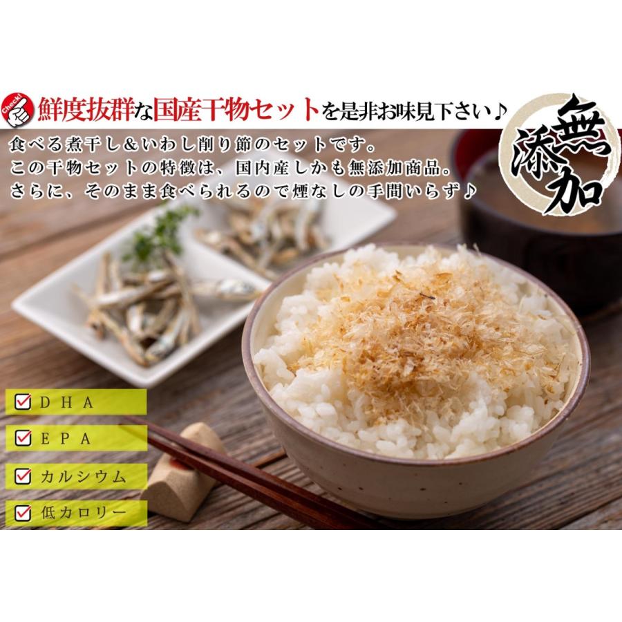 干物セット 2種類入り（ 食べる煮干し いわし削り節 ）国産 無添加 煮干し 小魚 海鮮詰め合わせセット 干物 ひもの 骨まで食べられる いわし 削り節 いりこ