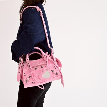BALENCIAGA 巴黎世家 700940 Neo Cagole XS 緹花帆布兩用包.粉色