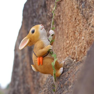 花園庭院裝飾擺件兔子熊貓考拉掛件仿真動物雕塑戶外園藝陽臺樹脂