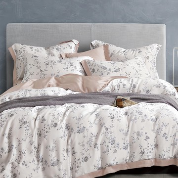 Prawear 巴麗維亞 60支100%天絲兩用被床包四件組  愛洛花園  兩用被182 x 212cm + 床包182 x 188cm 高度35cm + 薄枕套45 x 75 cm 2個