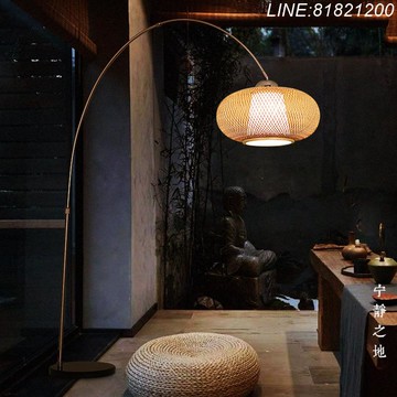 立燈 落地燈 釣魚燈 免運/開票 釣魚燈落地燈中式客廳書房竹編裝飾氛圍地燈日式禪意茶室落地臺燈 快速出貨
