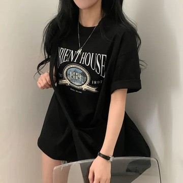 Vuja de 純棉 t恤 短袖上衣女 英文印花 T恤 韓國上衣 oversize T恤 潮流衣服 寬鬆上衣 ins風