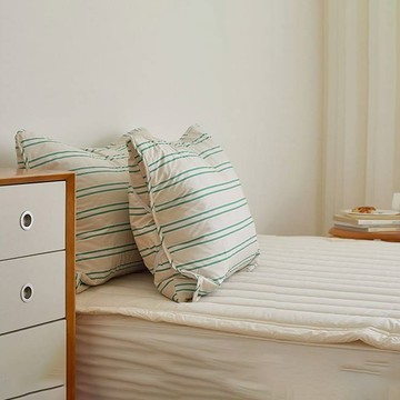 maatila Vintage Mansion 60支高密度純棉絎縫鬆緊帶枕頭套  1個  50x70cm  美式復古風 米色 + 綠色