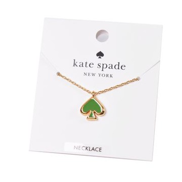 KATE SPADE 琺瑯桃心鎖骨鍊-深綠