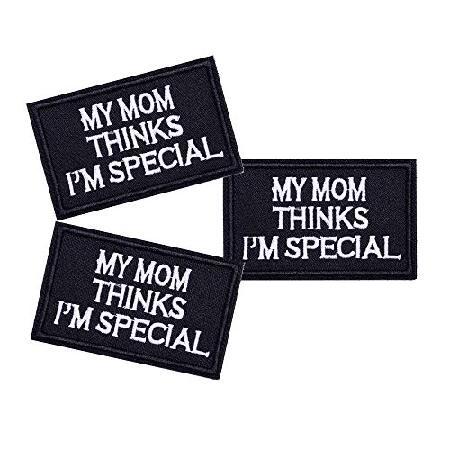 U-Sky Sew or Iron on Patches, Pack 3pcs Letter Design Iron Patches My Mom Thinks I am Special, for Backpacks, for Jeans, for Jackets, for Vest