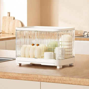 流光輕奢風雙開門單層碗盤瀝水收納箱 單一規格