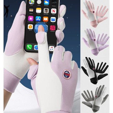 高爾夫球手套加絨厚手套透氣秋冬男女戶外運動防滑露指手套可觸屏