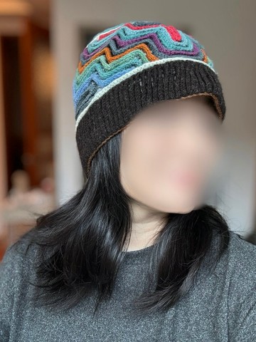 童/成人母親節禮物/南美洲秘魯100%純羊駝毛手工帽黑咖配色彩色民