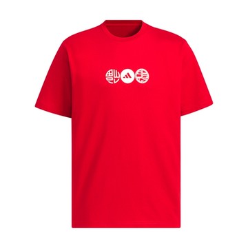 Adidas CM GFX TEE 男款 紅色 圓領 寬鬆 棉T 運動 休閒 短袖 JZ4195