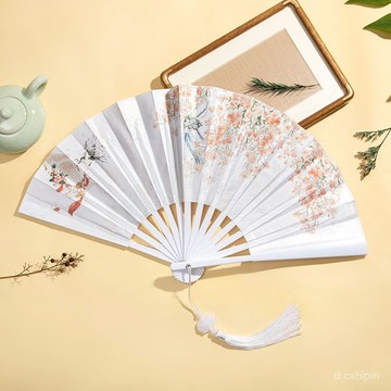 臺灣出貨 中國風折扇ins古風僊氣高顔值舞蹈扇子漢服霸氣折扇學生絹布扇9寸