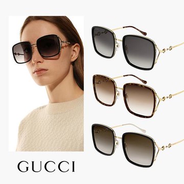 【GUCCI 古馳】經典方形馬銜扣墨鏡組合(GG1016SK 多色任選)