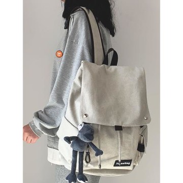潮牌書包男大容量時尚簡約女大學生高中生帆布雙肩包初中生背包女