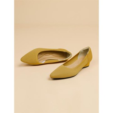 王妃軟底透氣針織鞋女夏3公分中跟單鞋尖頭大碼粗跟一腳蹬編織鞋