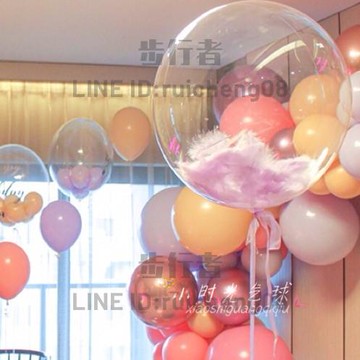 透明飄空氣球羽毛波波球生日派對結婚房間布置裝飾【步行者戶外生活館】