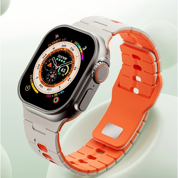 雙色穿扣 硅膠錶帶 防水錶帶適用 Apple Watch 11 10 9 8 7 6 5 SE 運動錶帶 42/46mm