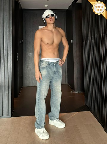 【美式復古做舊】直筒牛仔褲 高街牛仔褲 水洗牛仔褲 休閒百搭 潮流VIBE風 棉質彈力 多色可選 牛仔愛好者必備