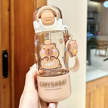 天藍小舖-卡皮巴拉可愛樂趣雙飲水壺420ml-單1款-$290【A11115286】