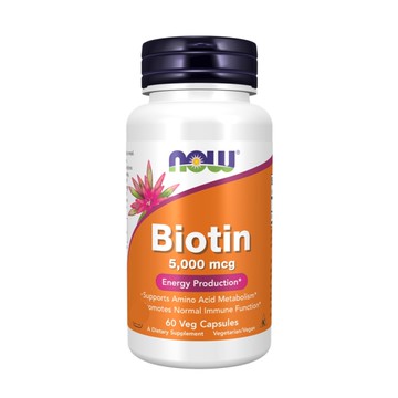 【NOW 娜奧】生物素 5000mcg 植物膠囊 60顆~效期02/2029~送舒緩精油貼布~NowFoods 0471