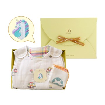 Hoppetta 福氣馬寶蘑菇防踢背心燙布貼禮盒組 彩虹蘑菇