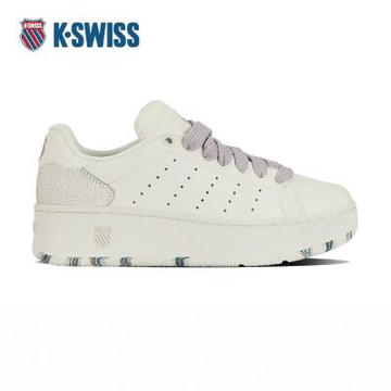 K-SWISS 厚底休閒鞋 CLASSIC PF PLATFORM 運動 女鞋  米白紫色 98536-152-M