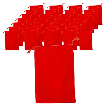 絨布束口袋 100個  大(16 x 11cm)  紅色