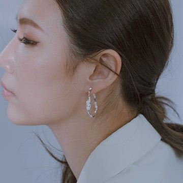 Space Ice - 宇宙冰晶系列 冰晶環狀耳環-純銀