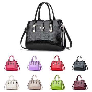 Jpqueen 鱷魚紋漆皮大容量 手提斜背包 側肩包 定型包(9色可選)