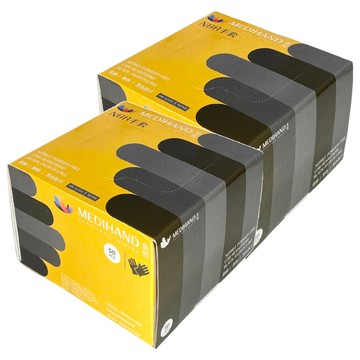 MEDIHAND 美恆 NBR手套 薄款 50個 無粉 低過敏 防黑  黑色  XS  2盒