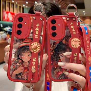 適用于三星A55手機殼防摔Galaxy A55硅膠軟邊蓋樂世A55可斜挎腕帶5G鏡頭全包保護套女孩卡通龍年男情侶新年款