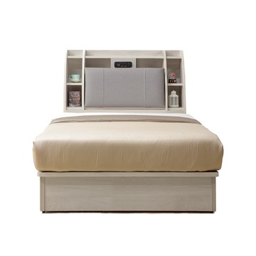 直人木業-MZ卓越當代日系風收納側兩抽床組(附USB插座)-單人加大3.5尺