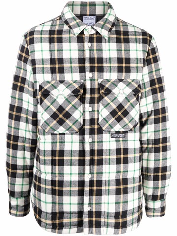 Marcelo Burlon County of Milan - logo-patch plaid shirt - men - Polyester/Recycled Cotton/Recycled Cotton/Recycled Polyamide/Polyester - S - Neutrals