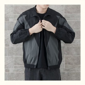 【HOT 本舖】男装春秋季外套男士拼接薄款ins寬鬆休閒夾克韓版百運動上衣