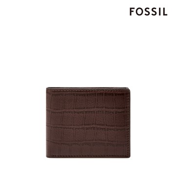 【FOSSIL 官方旗艦館】Derrick 真皮帶翻轉證件格短夾-深棕色 ML4686204 (禮盒組附鐵盒)
