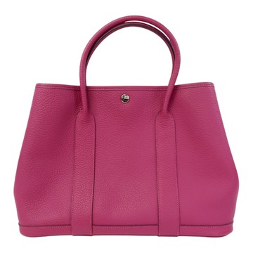 【二手名牌BRAND OFF】HERMES 愛馬仕 玫瑰紫 Country皮革 Garden Party PM 手提包 銀扣 C刻