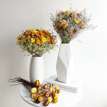 Lmdec雛菊干花束 情人草太陽花束仿真花套裝 客廳裝飾花干花真花