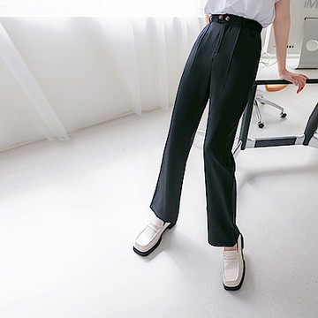 OB嚴選-涼爽不易皺高腰鬆緊落地闊腿褲