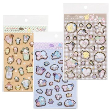 小禮堂 Sanrio 三麗鷗 PVC造型貼紙組 (金邊款) Kitty 酷洛米 布丁狗 大耳狗 帕恰狗