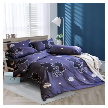 藍貓BlueCat 台灣製造銀離子抗菌印花床包  貓咪倩影  6尺