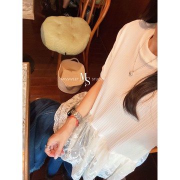 missweet 闆娘實拍｜清新小花邊🤍蕾絲下擺tee