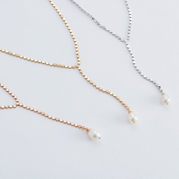 點點燦光Y字珍珠墜鍊(共三色)