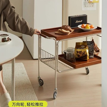 免運/可開發票 送餐車 小推車 茶水車 收納車 茶水小推車網紅實木沙發邊幾復古可移動茶幾客廳邊柜餐車置物架 快速出貨