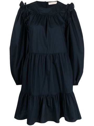 Ulla Johnson - pleated long-sleeve dress - women - Cotton - 6 - Blue