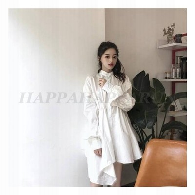 シャツワンピースワンピース大きいサイズゆったり長袖春ワンピース春韓国レディースファッションワンピース新作トレンドおしゃれ大人可愛い 通販 Lineポイント最大get Lineショッピング