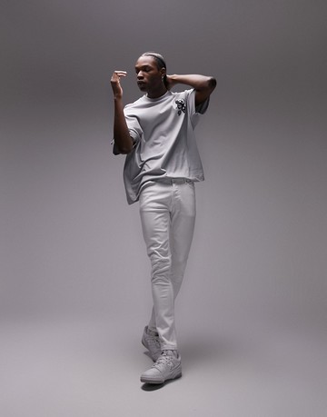 Topman stretch skinny jeans in white