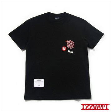 IZZVATI-橫財就手繡花T-黑色