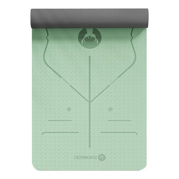 TPE抗菌瑜珈墊 雙色瑜珈墊 附綁帶 + 背袋 + 拉力繩或拍拍球 TP189010ANT  185 x 90cm x 10mm  綠色  1個