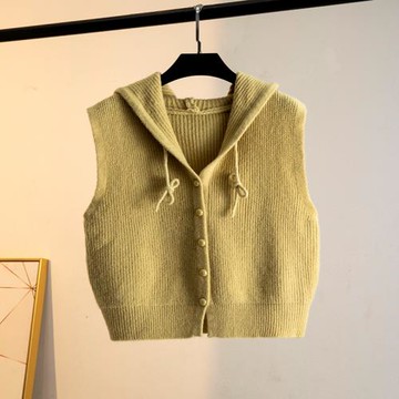 專柜品質連帽背心馬甲2025修身針織外套學院風短款馬夾坎肩外搭女