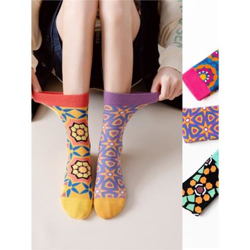 網紅ins潮萬花筒彩色中腰襪子
