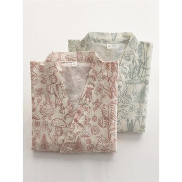 日式和服睡袍女士春秋夏季純棉紗布薄款系繩汗蒸浴袍家居服睡衣