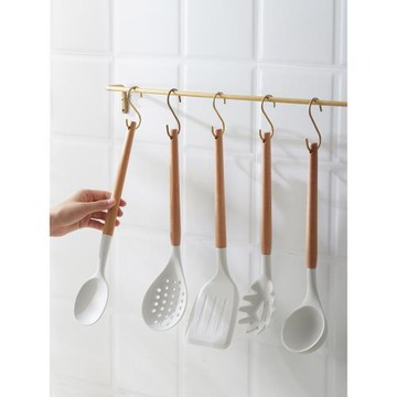 米立風物不粘鍋專用白色湯勺漏勺家用耐高溫廚具炒菜鏟子硅膠鍋鏟